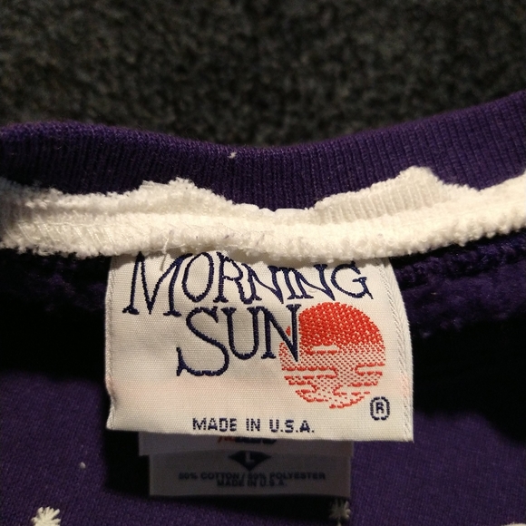 '90s beautiful flowers crewneck USA made Morning Sun Jerzees purple - Picture 3 of 9